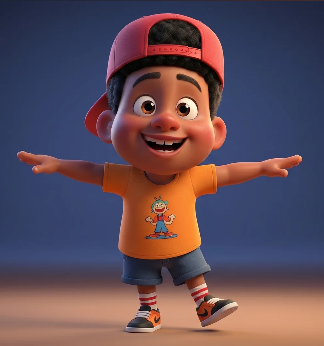 Kenny smiling with his arms wide open